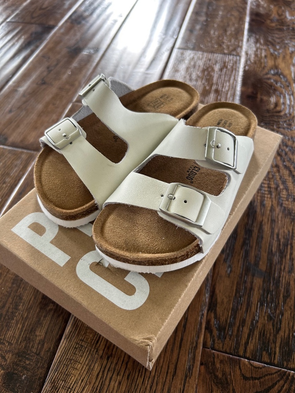 White Buckle Sandals Project Cloud Size 10